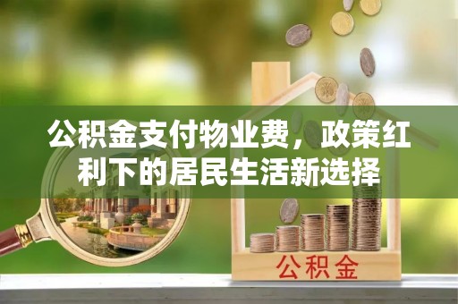 民众公积金支付物业费，政策红利下的居民生活新选择